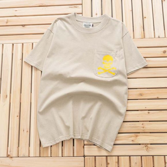 Gallery Dept.Skull And Crossbones-Print Distressed Short Sleeve Cream